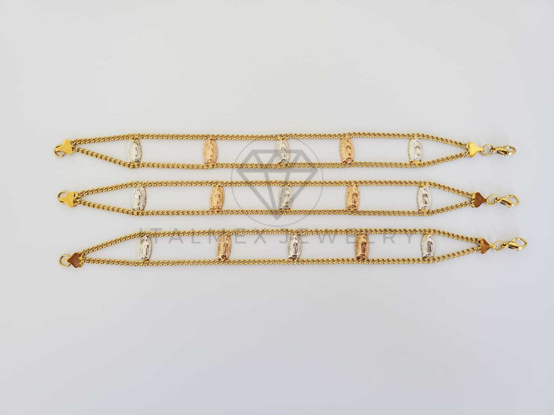 Pulsera de Lujo - 100113 - Diseño de Virgen con Cadena Oro Laminado 18K