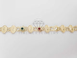 Pulsera de Lujo - 100214 - Diseño Virgen Oval CZ Tricolor Oro Laminado 18K