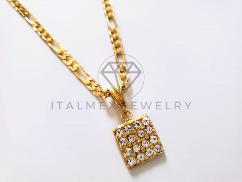 Dije de Lujo - 104163 - Dije Cuadrado Circonia Clara Oro Laminado 18K