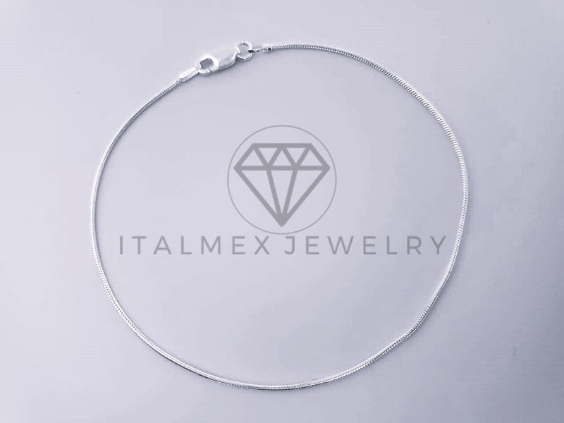 Tobillera Clasica - 104280 - Diseño Cola de Rata 1.1mm/9" Plata Fina .925