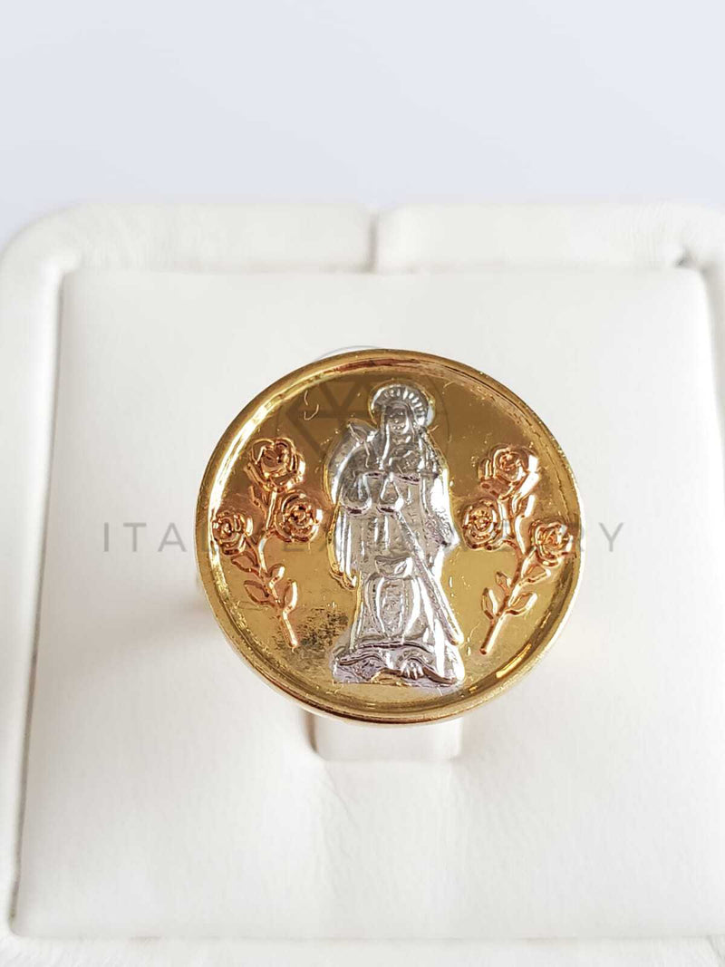 Anillo Elegante - 100569 - Estilo Moneda de la Santa Muerte 3 Tonos Oro Laminado 18K