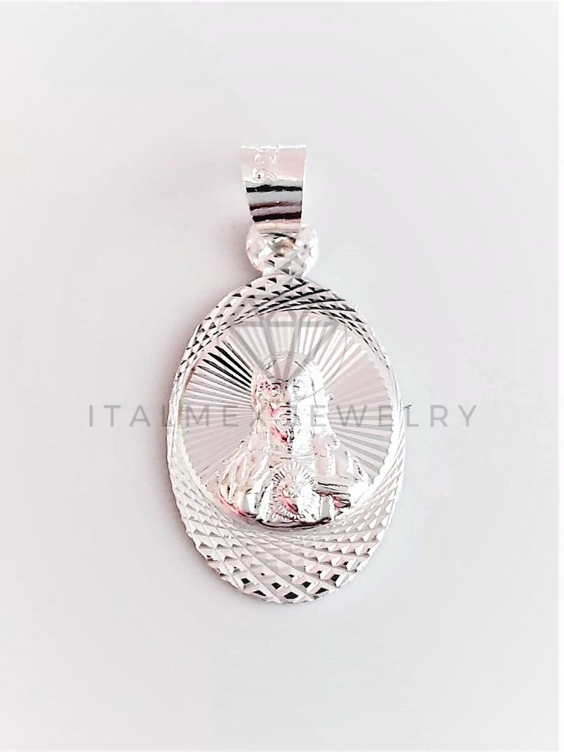 Dije Religioso - 102973 - Medalla Diamantada Oval Sagrado Corazón Plata Fina .925