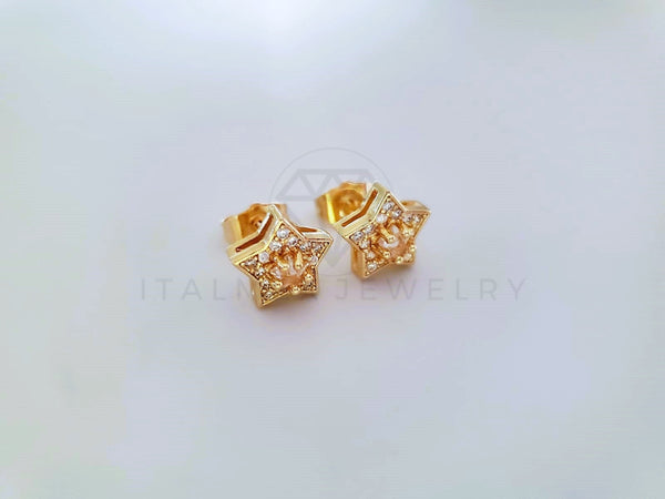 Broquel de Lujo - 104059 - Diseño Estrella CZ Clara Oro Laminado 18K