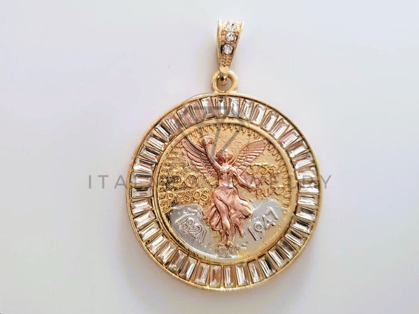 Dije Elegante - 104407 - Dije Centenario Circonia Clara Tamaño Grande Oro Laminado 18K