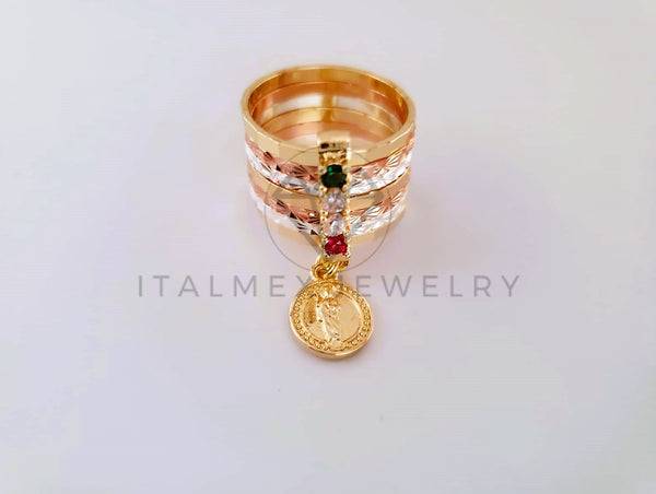 Anillo de Lujo - 103903 - Anillo Semanario Diamantado San Benito Oro Laminado 18K