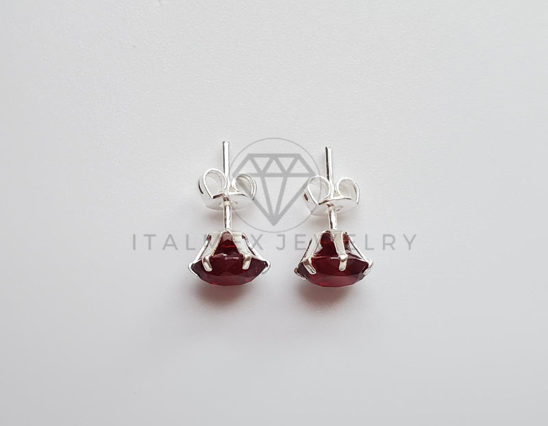 Broquel de Lujo - 101697 - Recto 7mm CZ Roja Plata .925