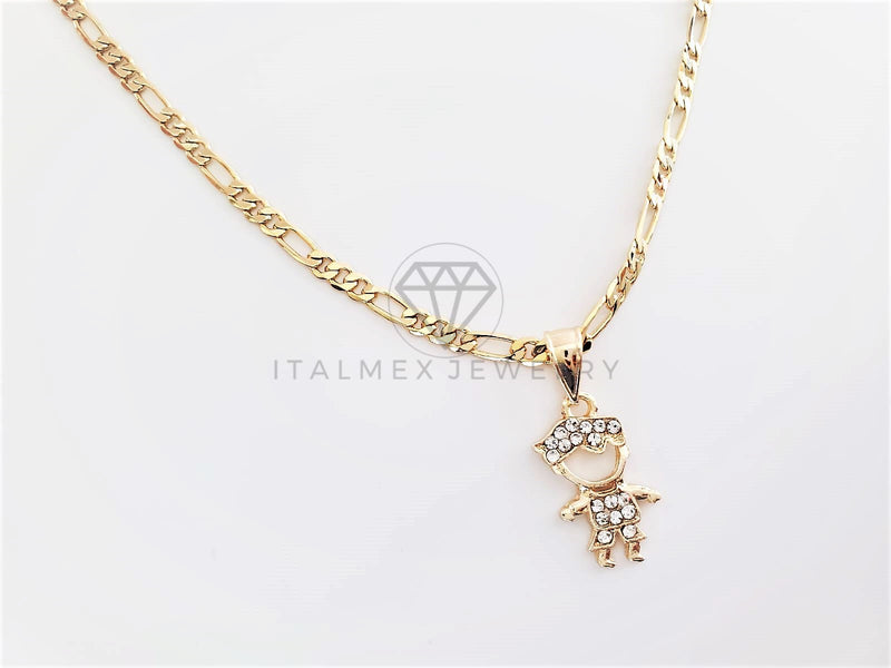 Dije Elegante - 102857 - Dije Niño CZ Clara Tamaño Chica Oro Laminado 18K