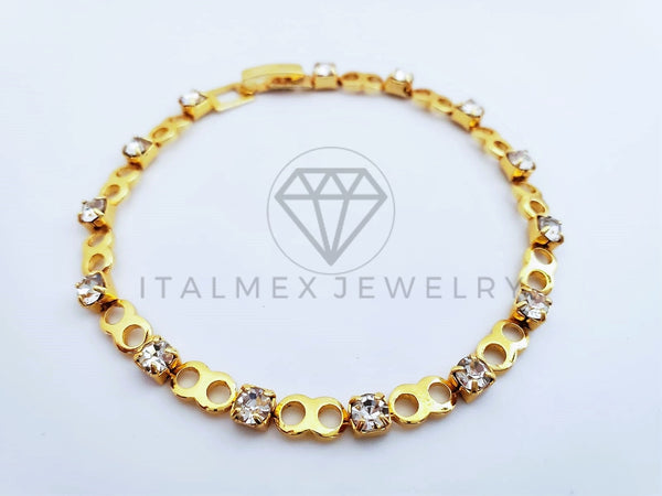 Pulsera Elegante - 103581 - Pulsera Infinito con Circonia Clara Oro Laminado 18K