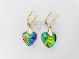 Arete Elegante - 100709 - Diseño de Corazón con CZ Tornasol Oro Laminado 18K