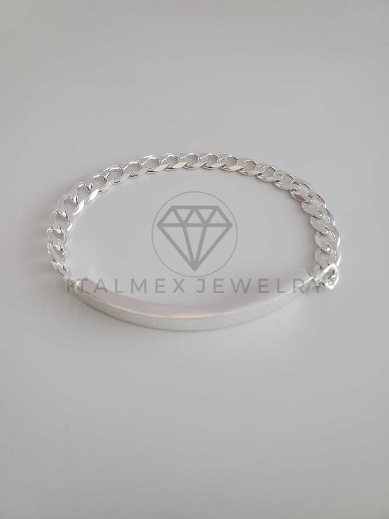 Pulsera de Lujo - 102178 - Esclava Cubana Placa Militar 7mm Plata Fina .925