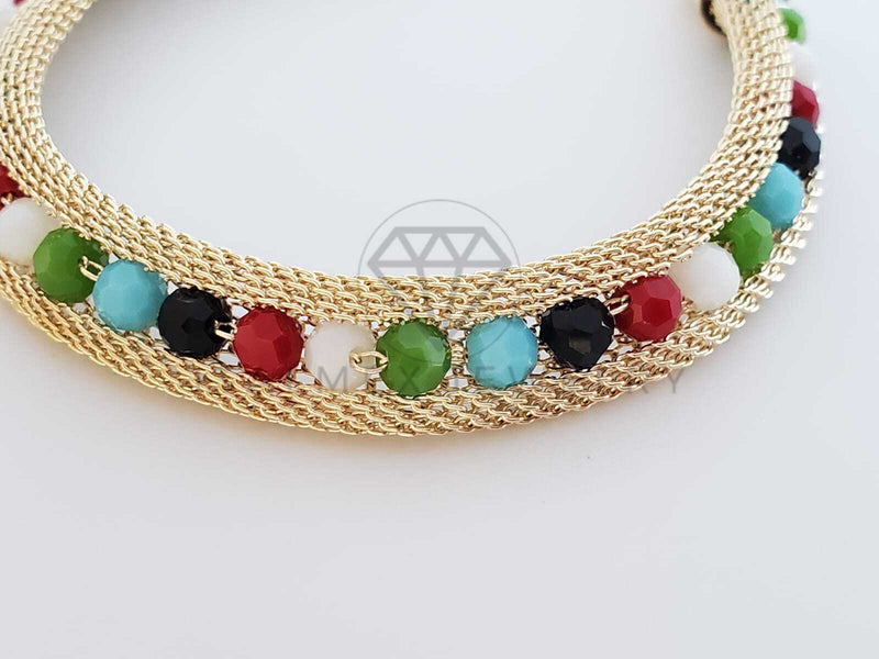 Pulsera de Lujo - 101793 - Diseño de Malla Dorada y Shakira de Colores Oro Laminado 18K