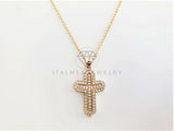 Dije Elegante - 103295 - Dije Cruz Micropave CZ Clara Tamaño Chico Oro Laminado 18K