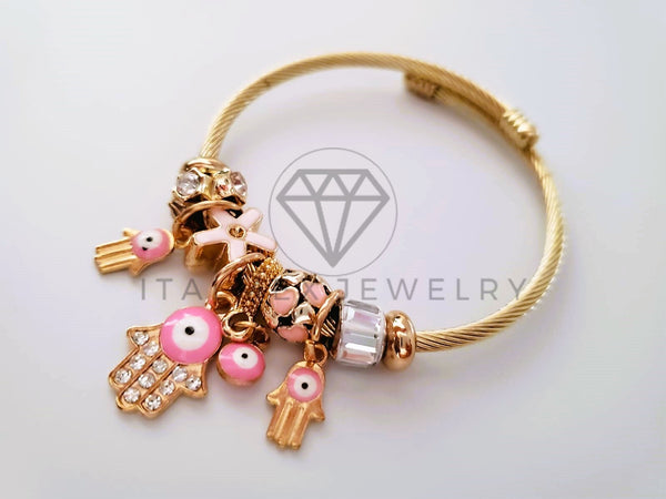Pulsera Elegante - 104360 - Pulsera Estilo PDR Mano Hamsa Rosa Oro Laminado 18K