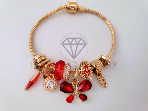 Pulsera Elegante - 104303 - Pulsera Estilo PDR Mariposa CZ Roja Oro Laminado 18K