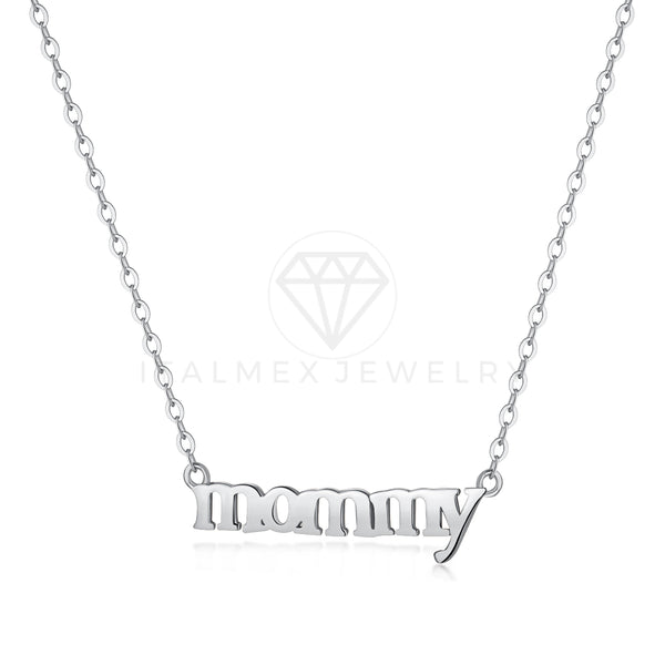 Collar de Lujo - 104125 - Estilo MOMMY Liso Plata Fina .925