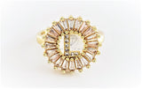 Anillo de Lujo - 102605 - Diseño Inicial "L" con CZ Clara Oro Laminado 18K