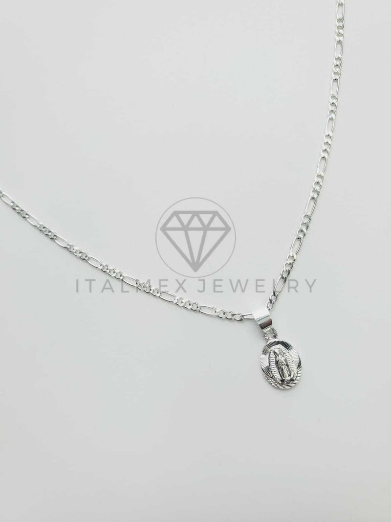 Dije Religioso - 102534 - Medalla Diamantada Mini Virgen de Guadalupe Plata Fina .925
