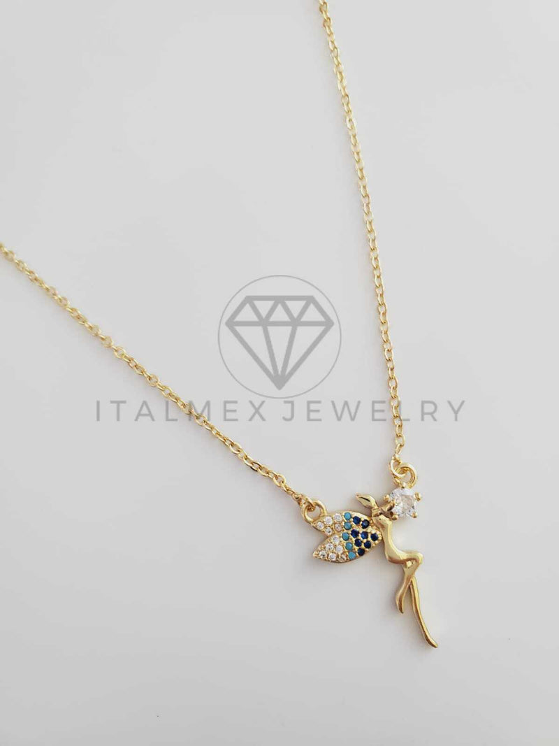 Collar Elegante - 102463 - Collar Hada Madrina CZ Colores Oro Laminado 18K