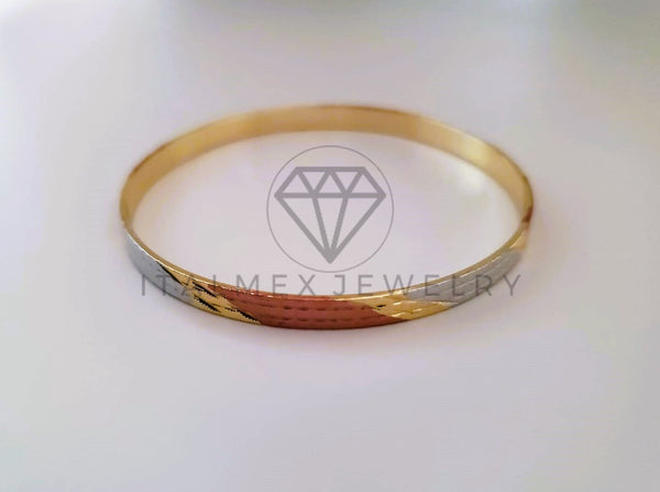 Pulsera Elegante - 104542 - Aro Rayado Diagonal 65mm Oro Laminado 18K