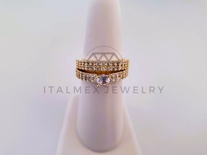 Anillo Dama de Lujo - 104557 - Diseño Alianza CZ Clara Oro Laminado 18K