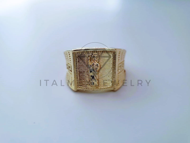 Anillo Caballero de Lujo - 104548 - Diseño Clasico San Judas Oro Laminado 18K
