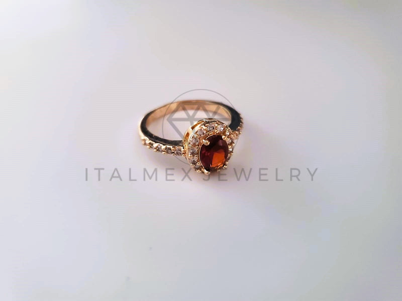 Anillo de Lujo - 103880 - Anillo Oval Biselado CZ Tinto Oro Laminado 18K