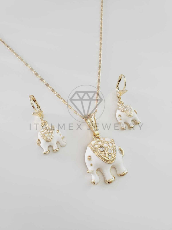 Juego de Lujo - 102393 - Diseño de Elefante CZ Clara Oro Laminado 18K
