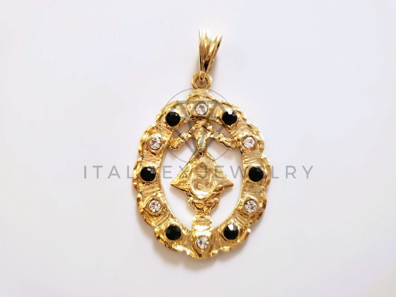 Dije Elegante - 104153 - Medalla Virgen San Juan de los Lagos CZ Bicolor Oro Laminado 18K