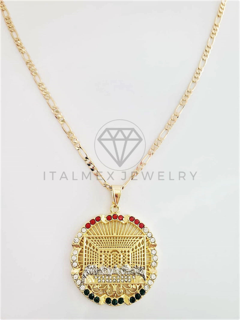 Dije Religioso - 102778 - Medalla Ultima Cena CZ Color Tamaño Extra Grande Oro Laminado 18K