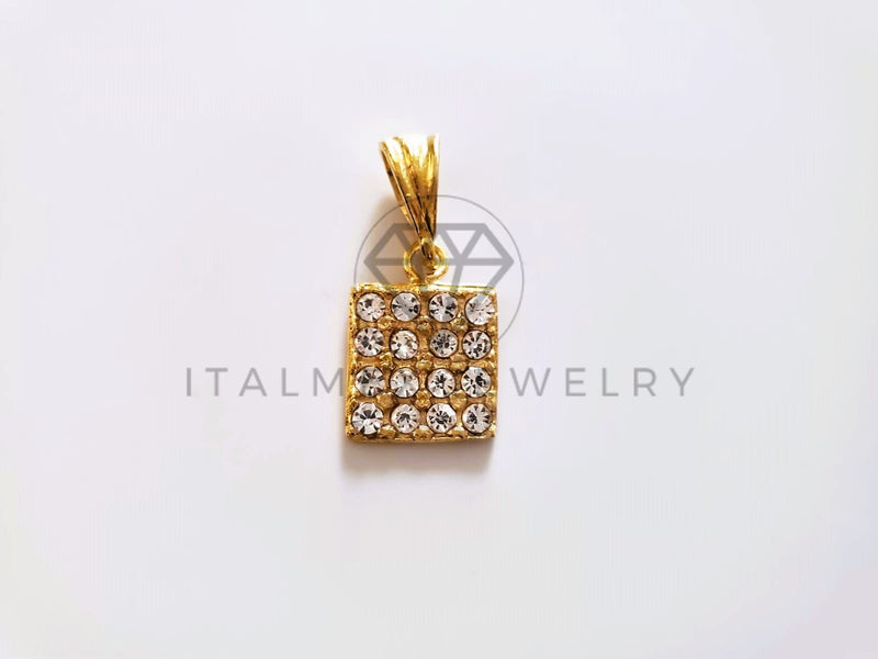 Dije de Lujo - 104163 - Dije Cuadrado Circonia Clara Oro Laminado 18K