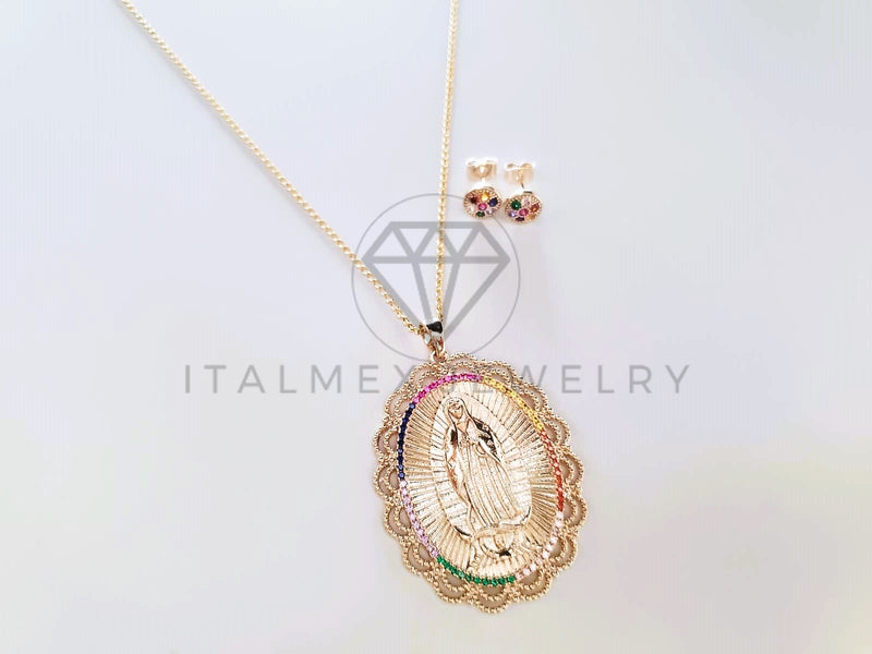 Juego de Lujo - 103792 - Diseño Virgen de Guadalupe CZ Color Oro Laminado 18K