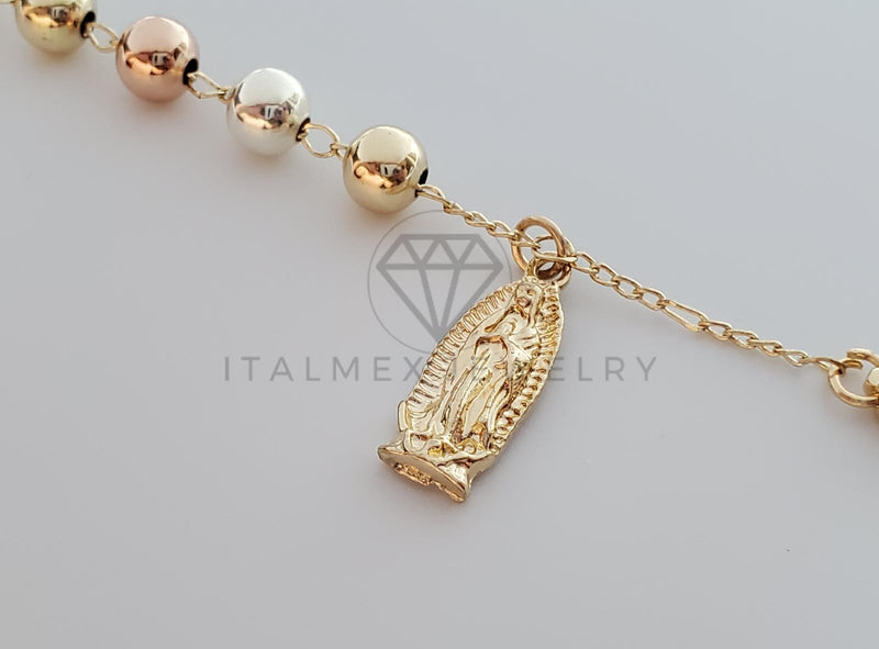 Pulsera de Lujo - 101904 - Misterio Bola Lisa Virgen de Guadalupe Oro Laminado 18K