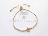 Pulsera de Lujo - 103740 - Diseño Ajustable Ojo Turco Estrella CZ Clara Oro Laminado 18K