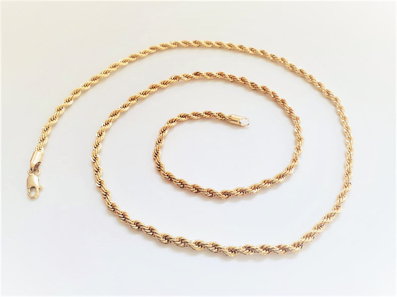 Cadena Clásica - 102833 - Estilo Torzal 4mm/28" Dorada Oro Laminado 18K