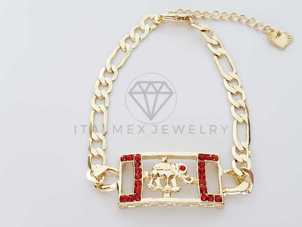 Esclava Elegante - 100249 - Diseño de Elefante CZ Roja Oro Laminado 18K