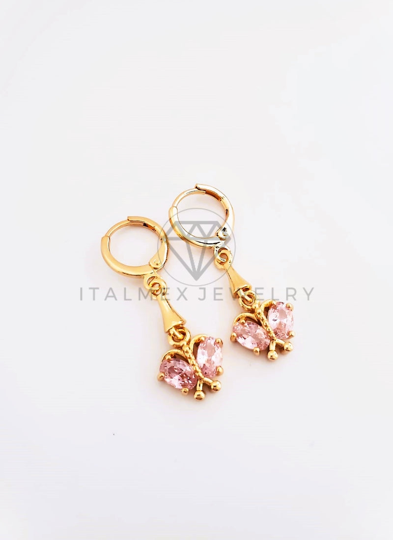 Arete de Lujo - 103556 - Diseño Mariposa CZ Rosa Oro Laminado 18K