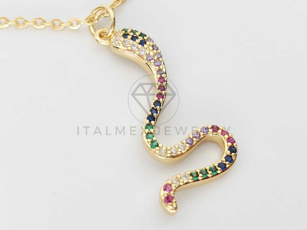 Collar Elegante - 101309 - Collar Serpiente CZ Colores Oro Laminado 18K