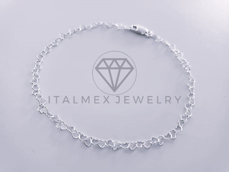 Pulsera de Lujo - 104452 - Diseño Corazon 3mm/7" Plata Fina .925