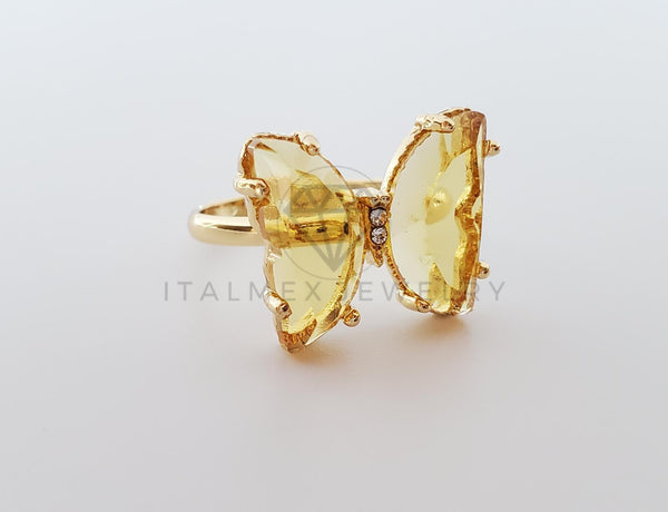 Anillo de Lujo - 101563 - Diseño Mariposa con CZ Amarilla Oro Laminado 18K