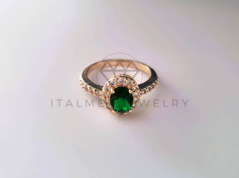Anillo de Lujo - 103882 - Anillo Oval Biselado CZ Verde Oro Laminado 18K