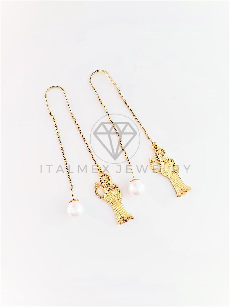 Arete de Lujo - 103067 - Arete Estilo Violador Santa Muerte Oro Laminado 18K