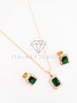 Juego de Lujo - 102957 - Diseño de CZ Princesa Verde Oro Laminado 18K