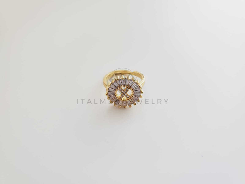 Anillo de Lujo - 102568 - Diseño Inicial "X" con CZ Clara Oro Laminado 18K