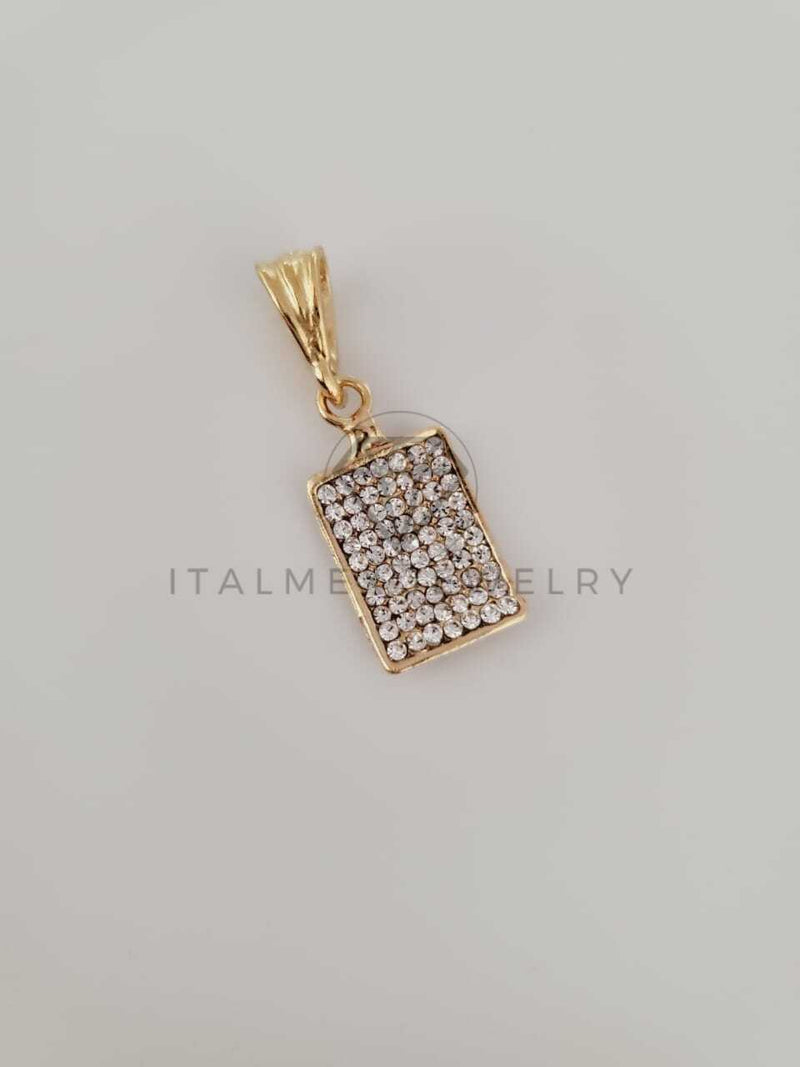 Dije de Lujo - 104245 - Dije Rectangular Elegante Circonia Clara Oro Laminado 18K