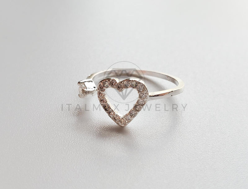 Anillo de Dama - 101509 - Anillo Ajustable Corazón CZ Clara Plata .925