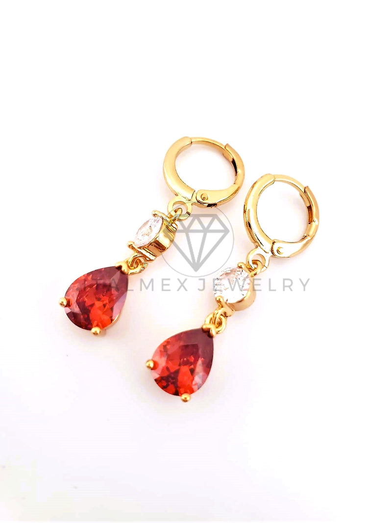 Arete de Lujo - 103527 - Diseño Gota CZ Tinta y Clara Oro Laminado 18K