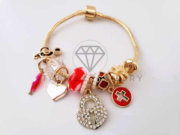 Pulsera Elegante - 104306 - Pulsera Estilo PDR Candado CZ Clara Oro Laminado 18K