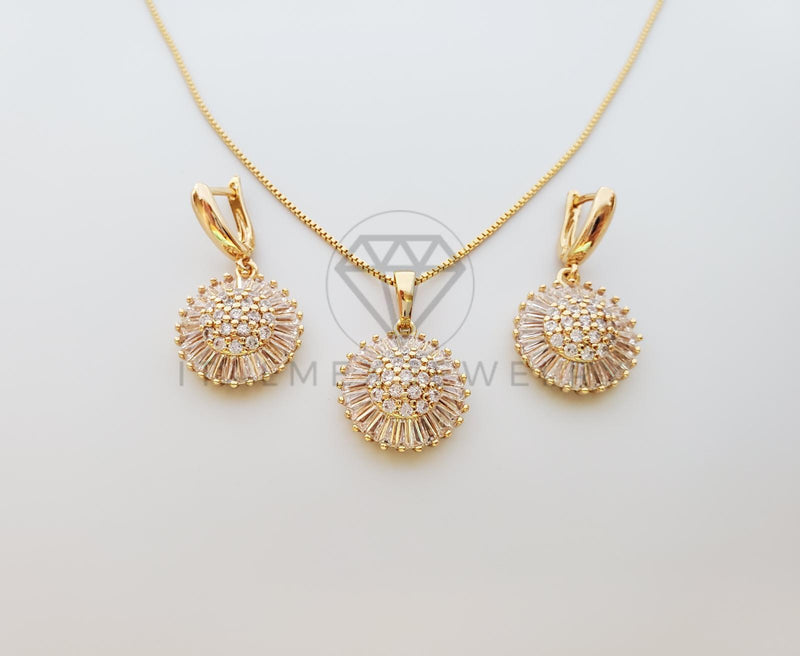Juego de Lujo - 100638 - Diseño de Circonia Baguette Clara Oro Laminado 18K