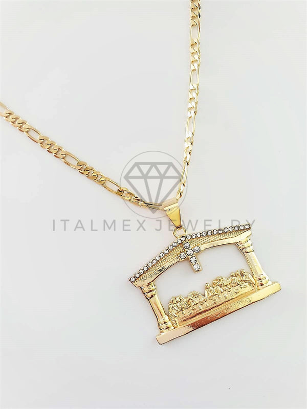 Dije Elegante - 102749 - Medalla de Ultima Cena CZ Clara Grande Oro Laminado 18K