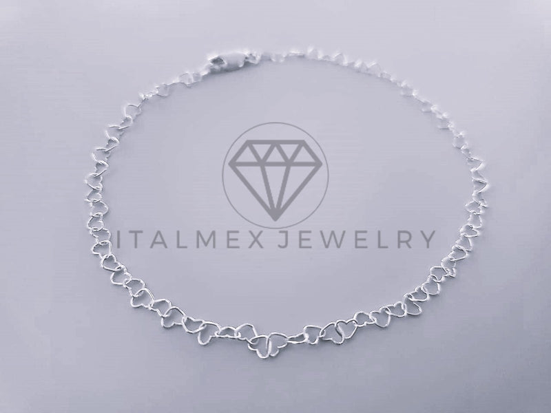 Pulsera de Lujo - 104452 - Diseño Corazon 3mm/8" Plata Fina .925